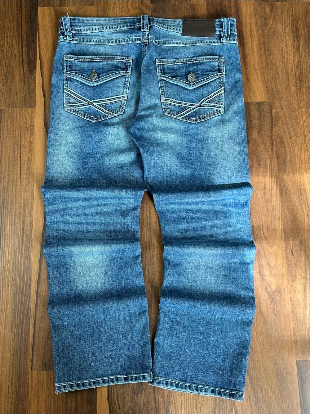 Men's TK Axel Classic Blue Denim Jeans - Faded look and embroidered back pockets
